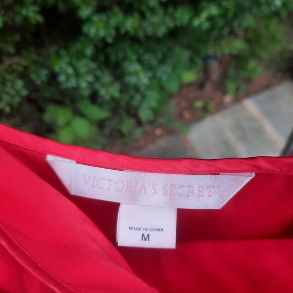 Vintage Victoria's Secret Red Silk Semi-Sheer Plunge Maxi Slip Dress Nightgown - Picture 5 of 7